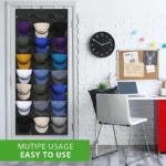 Visible Baseball Hat Rack for Wall Door with 3 Hooks 24 Deep Pockets - Image 5