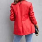 Women's Blazer Warm Breathable Outdoor Office Street Pocket Single Breasted Turndown - Image 12