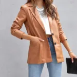 Women's Blazer Warm Breathable Outdoor Office Street Pocket Single Breasted Turndown - Image 15