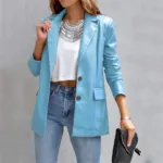 Women's Blazer Warm Breathable Outdoor Office Street Pocket Single Breasted Turndown - Image 4