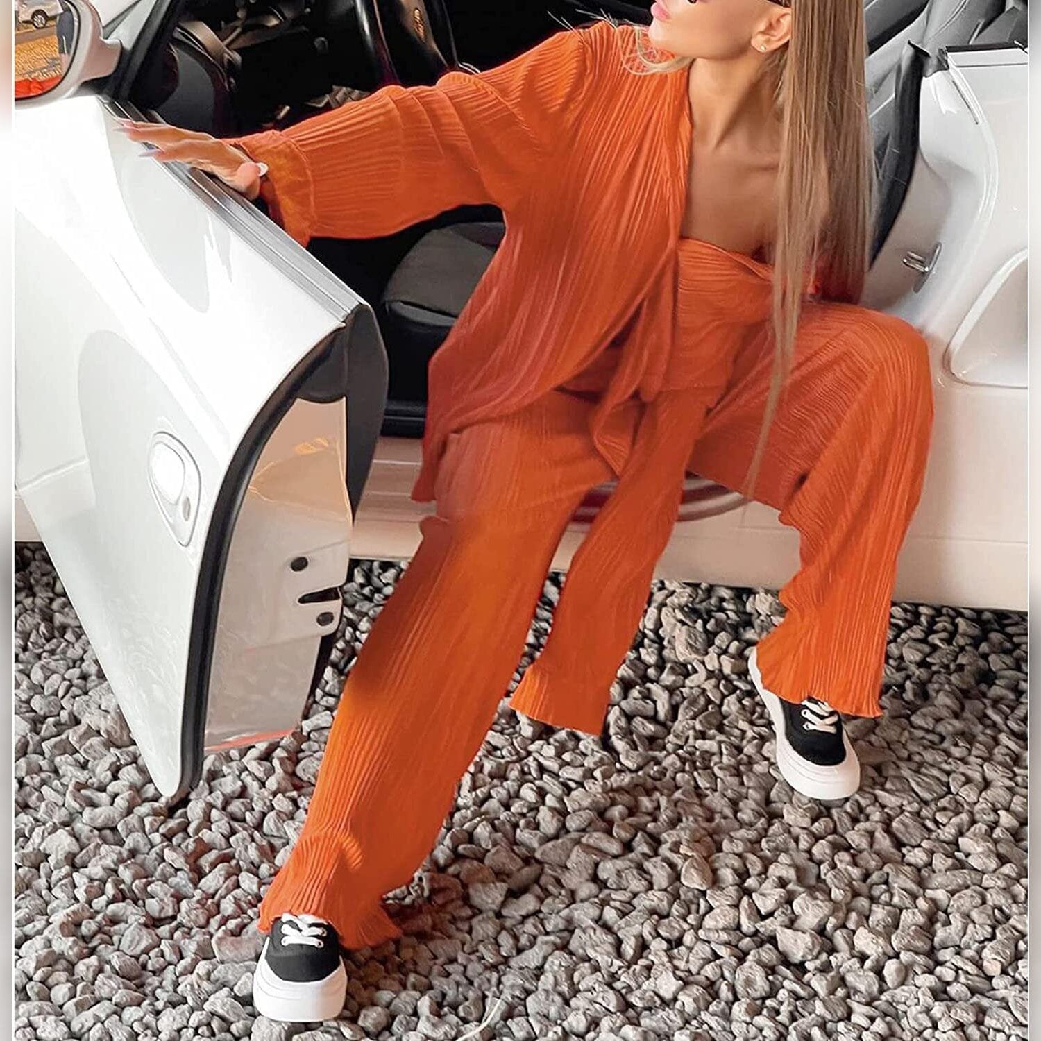 Women's Casual Long Sleeve Button Blouse Top Wide Leg Loose Streetwear Loungewear - Image 26