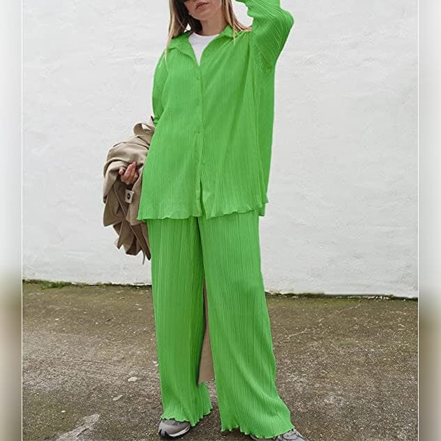 Women's Casual Long Sleeve Button Blouse Top Wide Leg Loose Streetwear Loungewear - Image 28