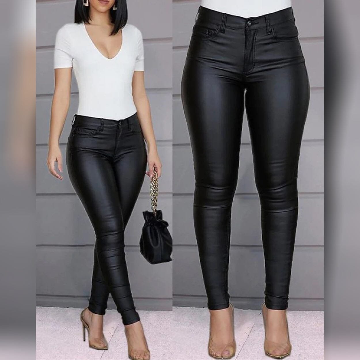 Women's Skinny Leather Pants - Image 5