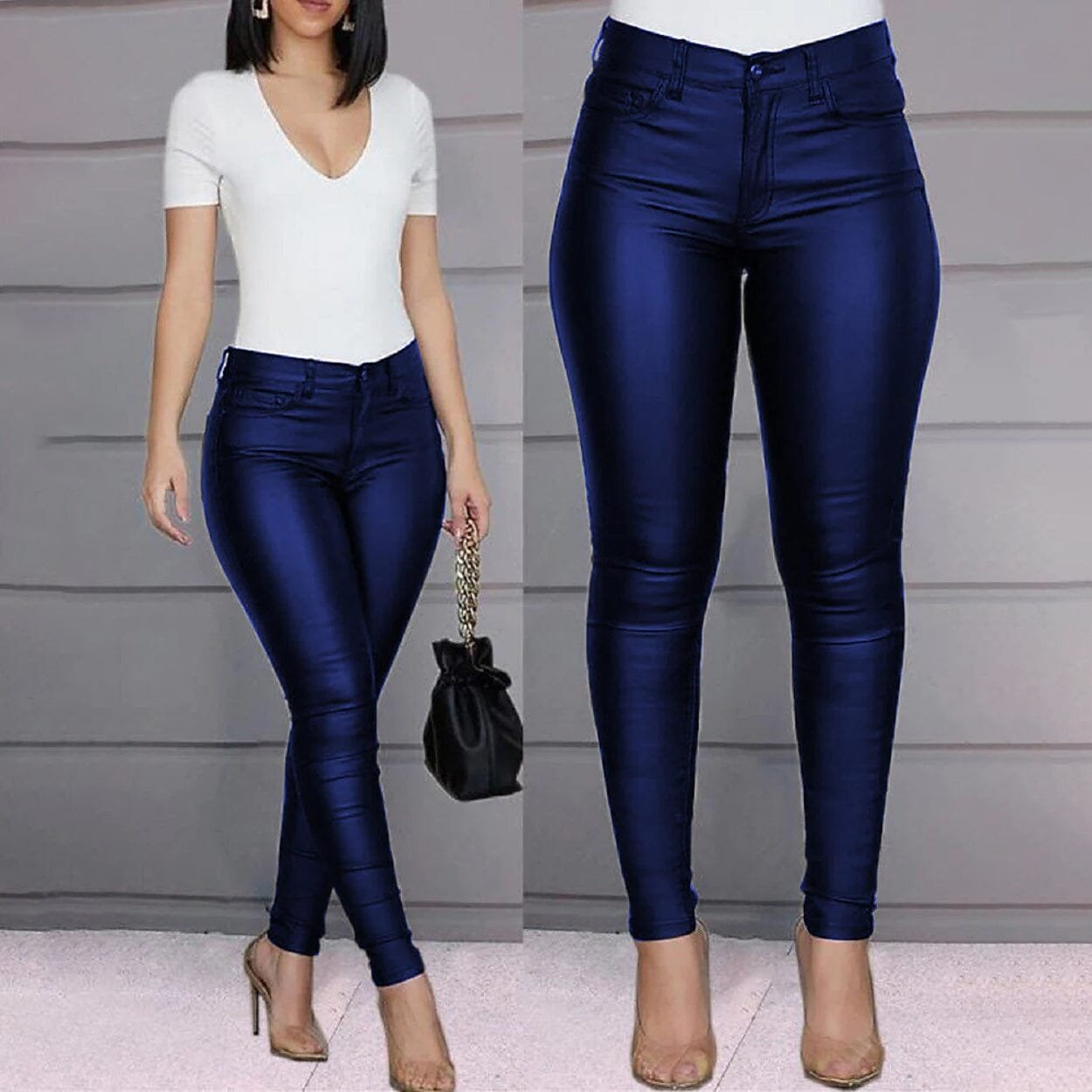 Women's Skinny Leather Pants - Image 9