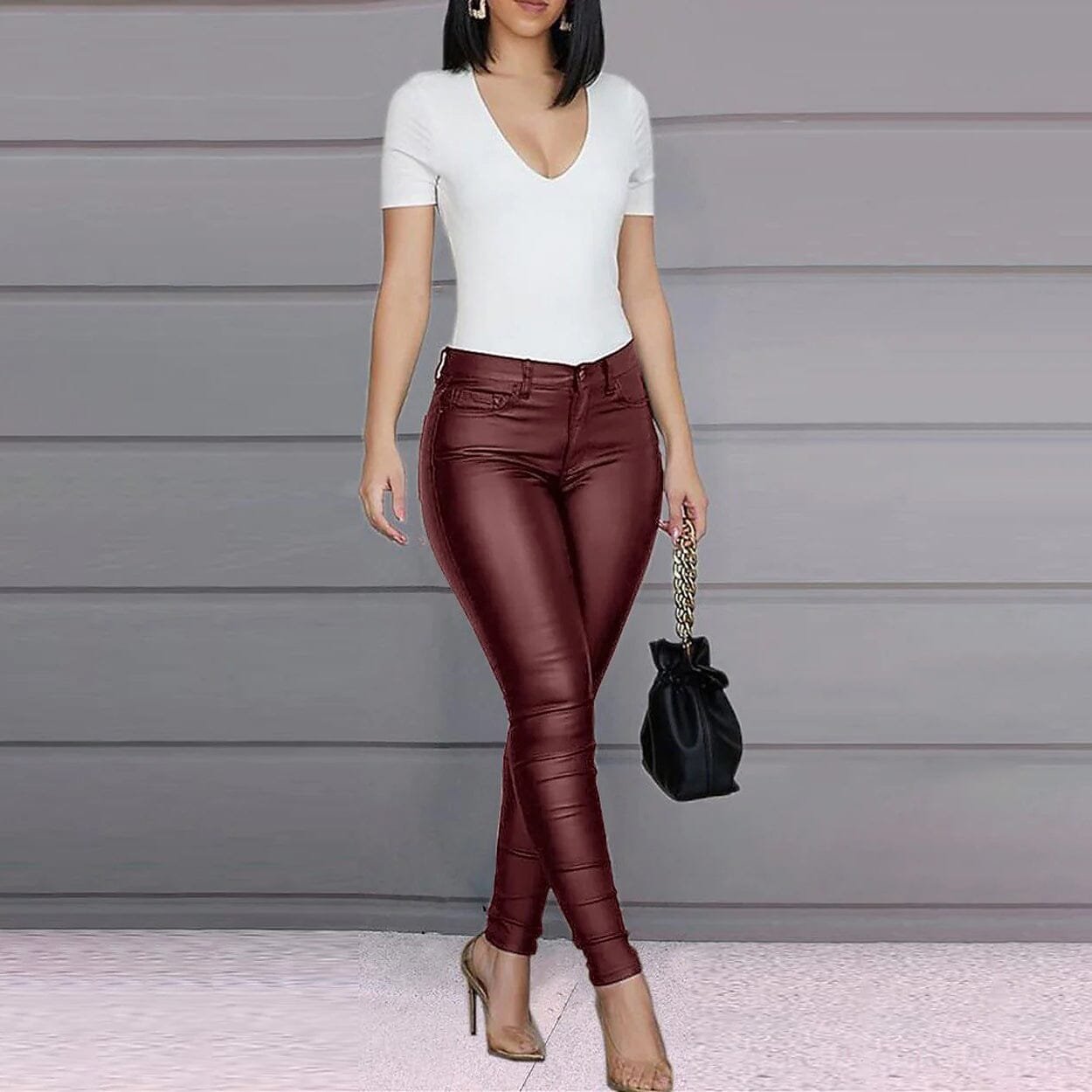 Women's Skinny Leather Pants - Image 3