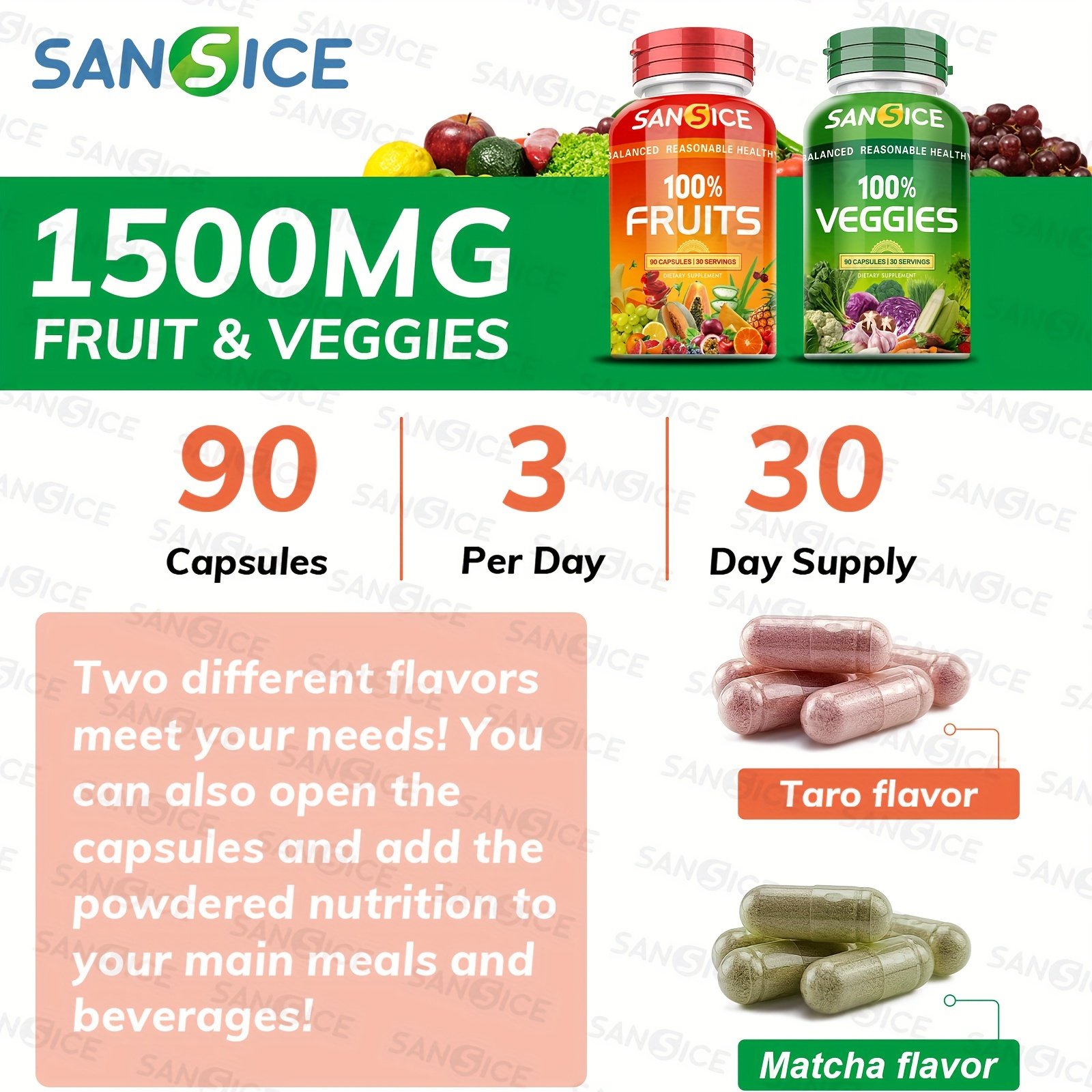 SANSICE, 2bottles, Fruits And Veggies Supplement,Whole Super Fruit And Vegetable Supplements & Vitamin - Image 11