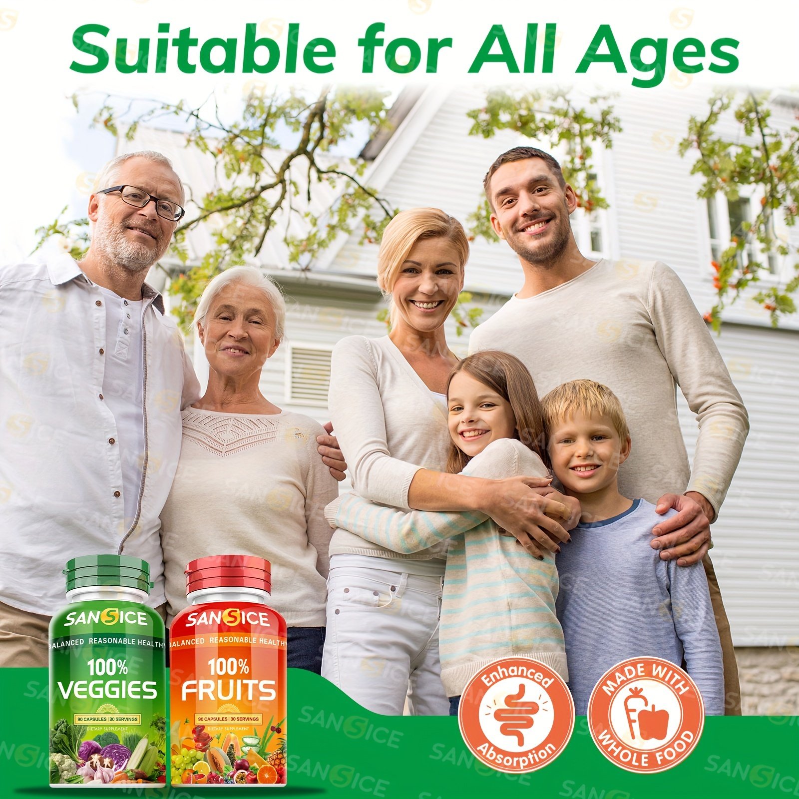 SANSICE, 2bottles, Fruits And Veggies Supplement,Whole Super Fruit And Vegetable Supplements & Vitamin - Image 7