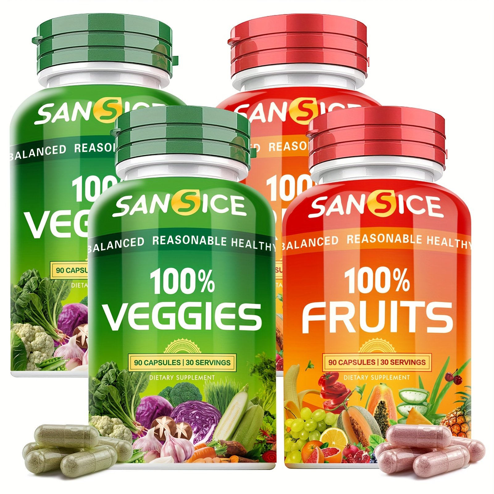 SANSICE, 2bottles, Fruits And Veggies Supplement,Whole Super Fruit And Vegetable Supplements & Vitamin - Image 6
