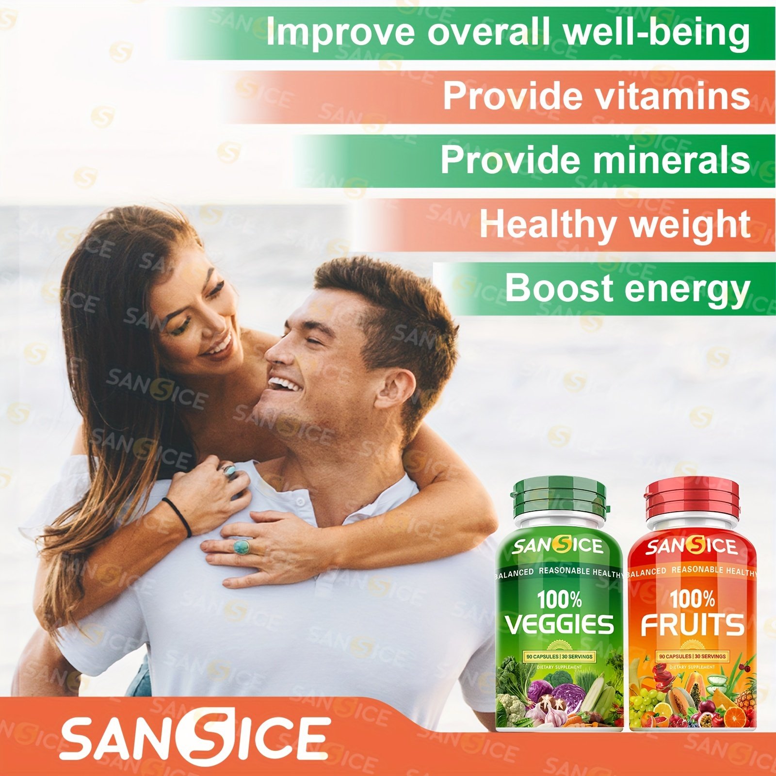 SANSICE, 2bottles, Fruits And Veggies Supplement,Whole Super Fruit And Vegetable Supplements & Vitamin - Image 4