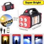 Rechargeable Solar Camping LED Flashlight - Portable Multifunctional Outdoor Light for Hiking, Camping, Emergency, and Home Use - Durable, Water-Resistant, and Energy-Saving - Image 3