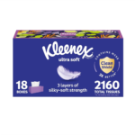 Kleenex Ultra Soft kasvopaperit, 18 tasalaatikkoa, 120 paperia per laatikko (yhteensä 2160 kpl)