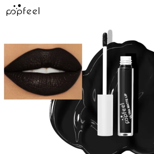 POPFEEL Hallowmas Lip Makeup Kit Black Lip Stick Black Lip Gloss Matte Lip Stick Long Lasting
