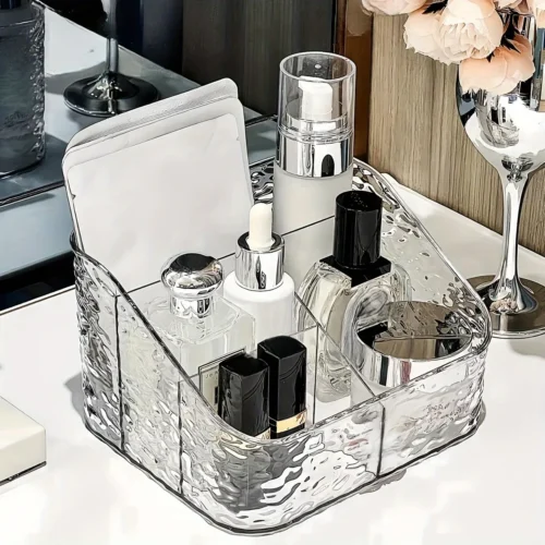 A set of transparent cosmetic storage box, plastic cosmetic storage box, cosmetic table, lipstick ice frame, skin care products,
