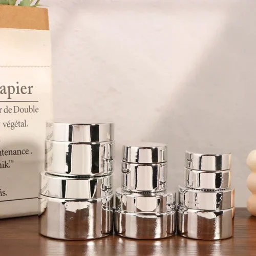 Cosmetic Jar 5-50g Face Cream Glass Bottle Silver Cream Jar Cosmetic Container Empty Nail Glue Jar Travel Makeup Container